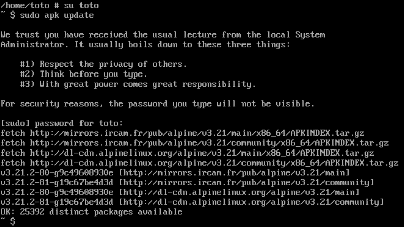 Alpine - Installation sudo 3