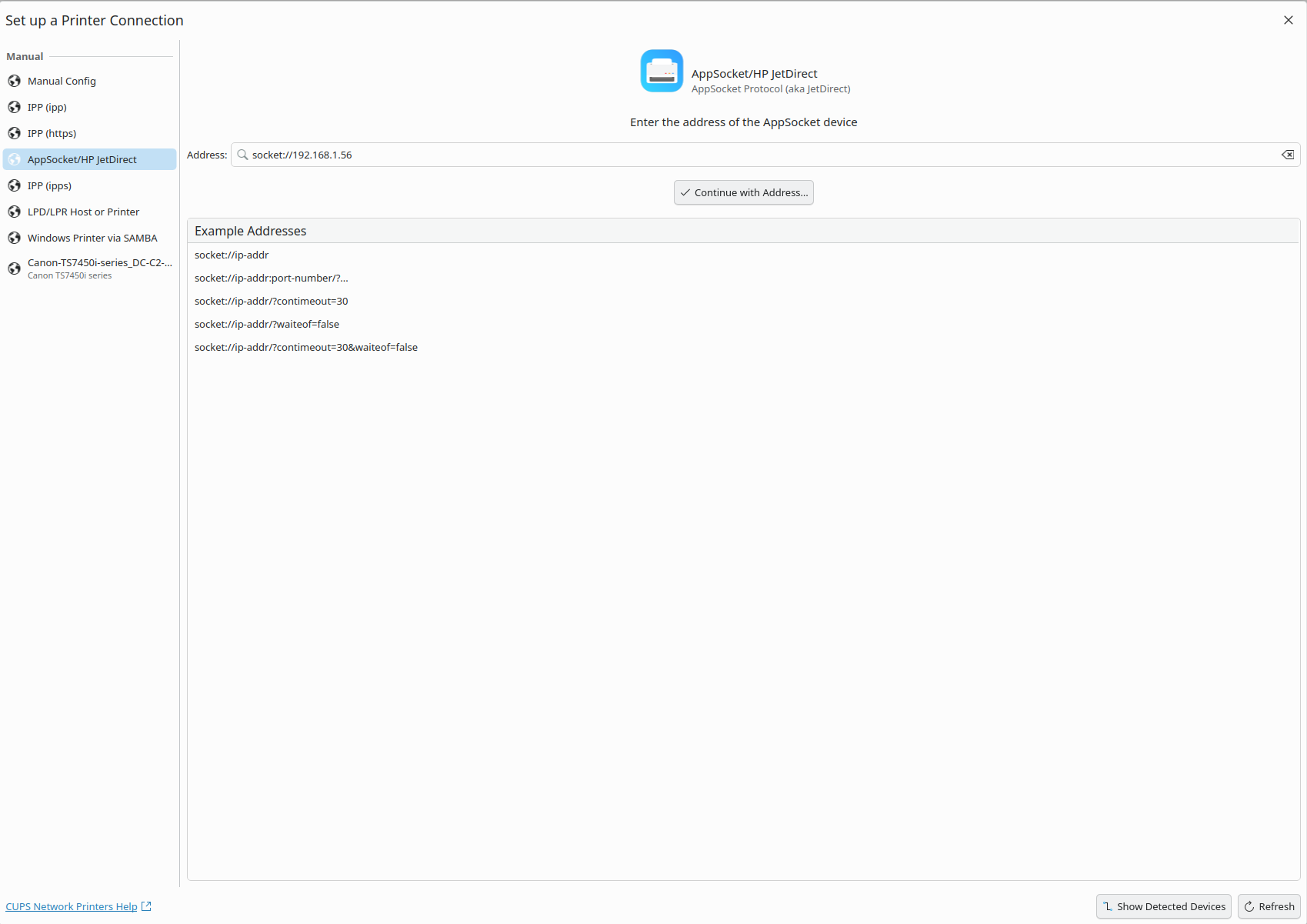 Connexion à l&rsquo;imprimante via Socket