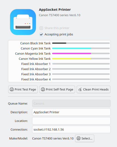 Status de l,imprimante